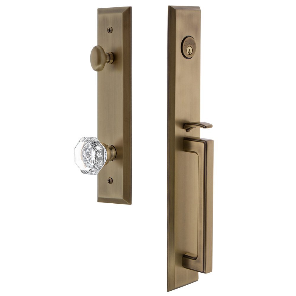 Grandeur One-Piece Handleset with D Grip and Chambord Knob in Vintage Brass