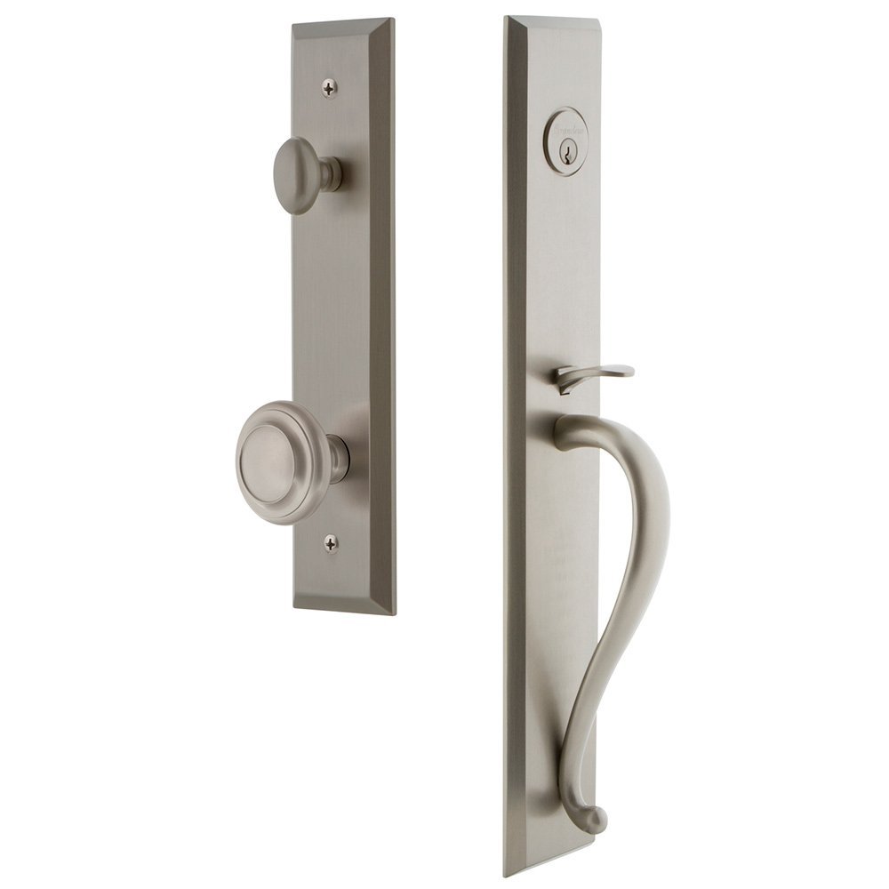 Grandeur One-Piece Handleset with S Grip and Circulaire Knob in Satin Nickel