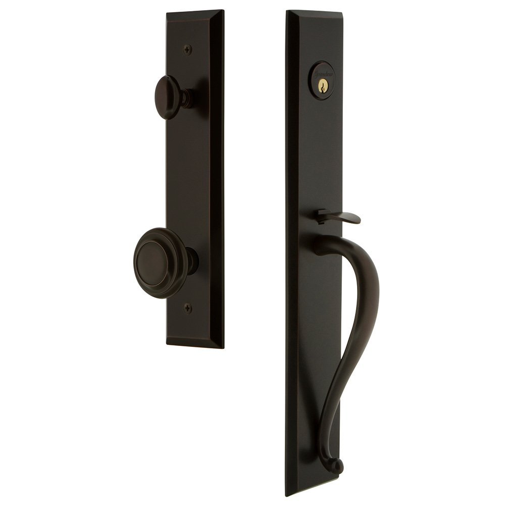Grandeur One-Piece Handleset with S Grip and Circulaire Knob in Timeless Bronze