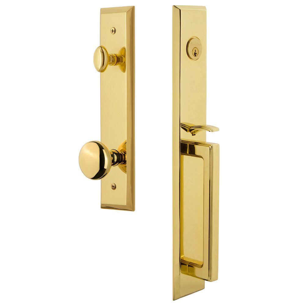 Grandeur One-Piece Handleset with D Grip and Knob in Lifetime Brass