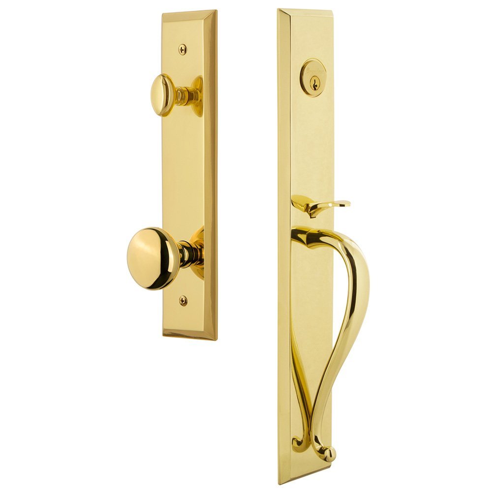 Grandeur One-Piece Handleset with S Grip and Knob in Lifetime Brass