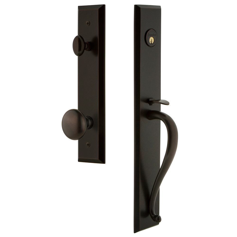 Grandeur One-Piece Handleset with S Grip and Knob in Timeless Bronze