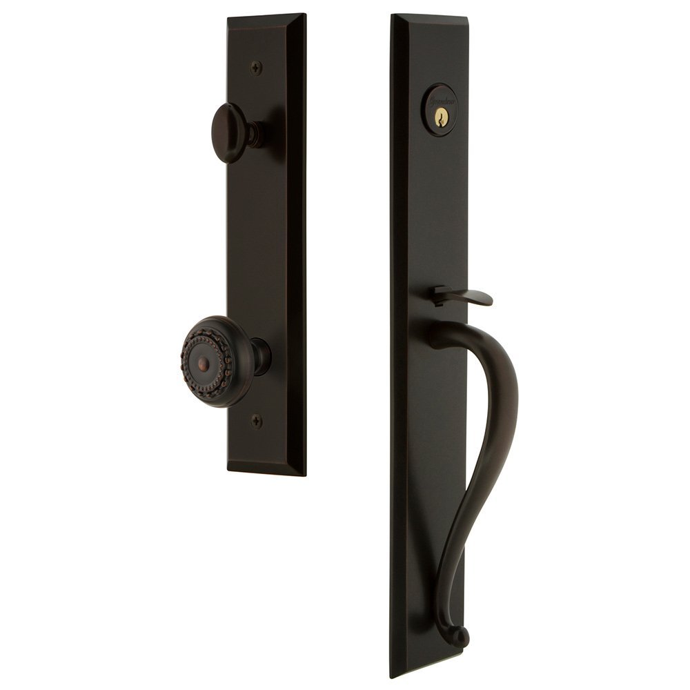 Grandeur One-Piece Handleset with S Grip and Parthenon Knob in Timeless Bronze