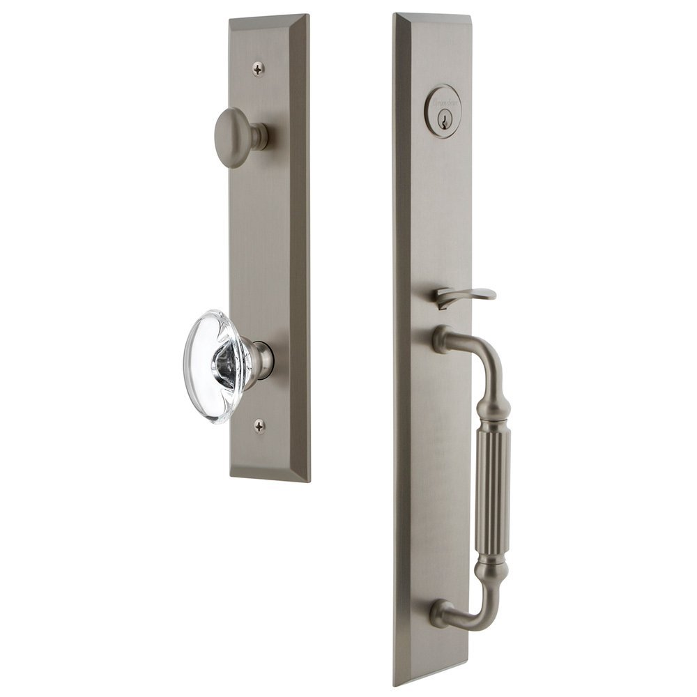 Grandeur One-Piece Handleset with F Grip and Provence Knob in Satin Nickel
