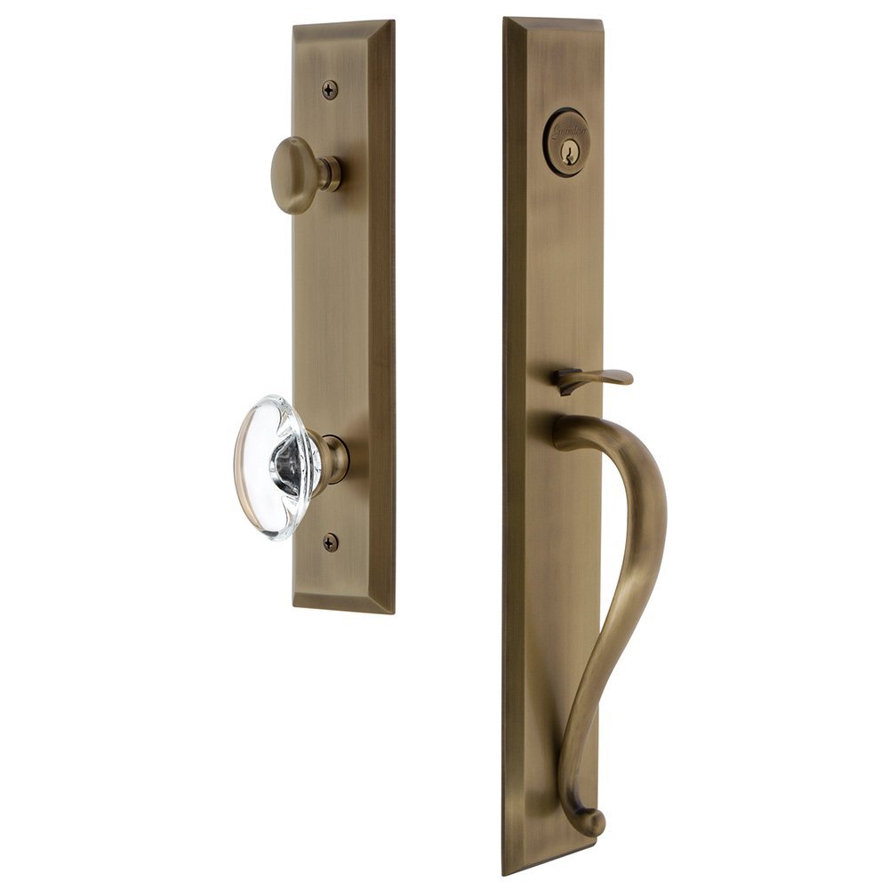 Grandeur One-Piece Handleset with S Grip and Provence Knob in Vintage Brass