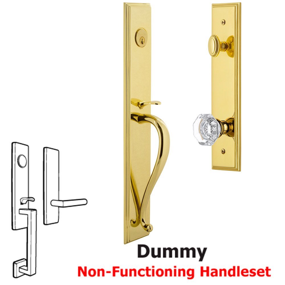 Grandeur One-Piece Dummy Handleset with S Grip and Chambord Knob in Lifetime Brass