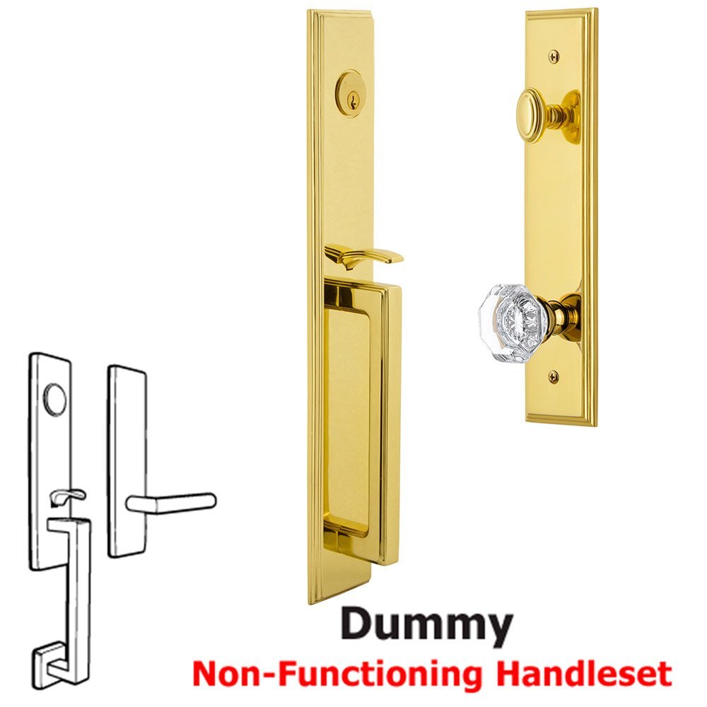 Grandeur One-Piece Dummy Handleset with D Grip and Chambord Knob in Lifetime Brass