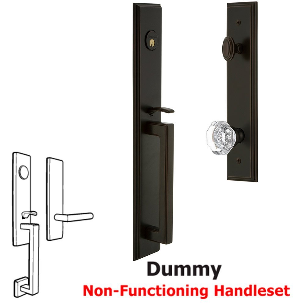 Grandeur One-Piece Dummy Handleset with D Grip and Chambord Knob in Timeless Bronze