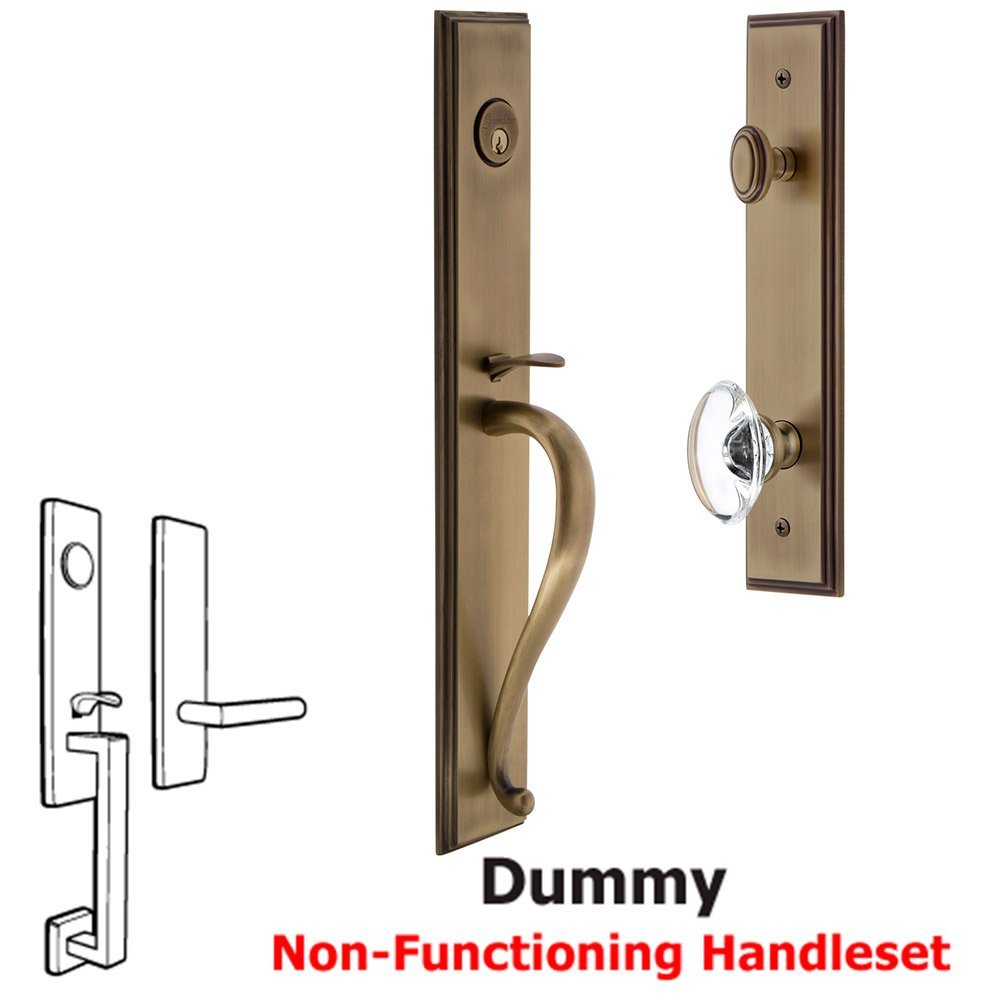 Grandeur One-Piece Dummy Handleset with S Grip and Provence Knob in Vintage Brass