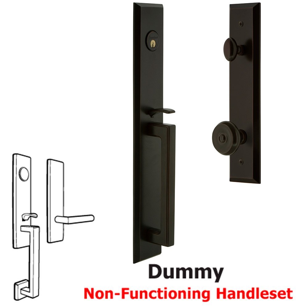 Grandeur One-Piece Dummy Handleset with D Grip and Bouton Knob in Timeless Bronze