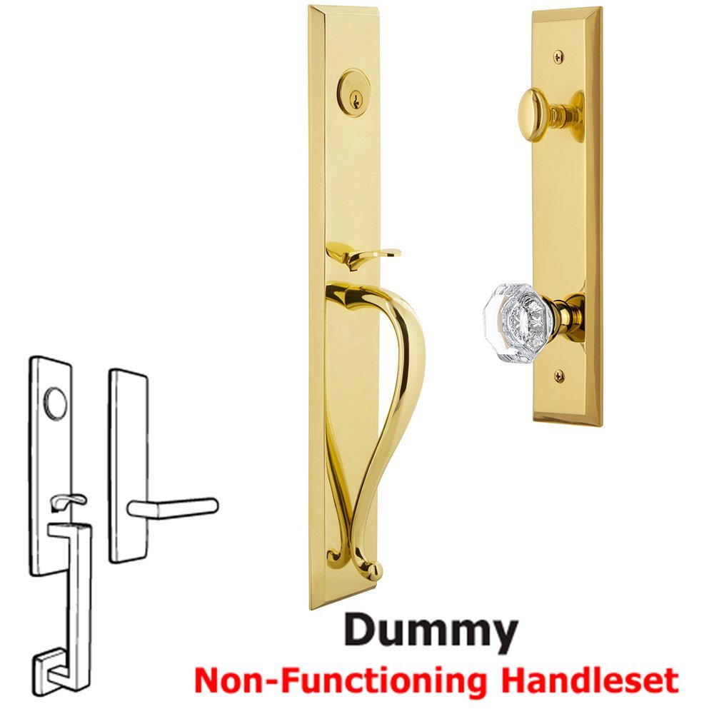 Grandeur One-Piece Dummy Handleset with S Grip and Chambord Knob in Lifetime Brass