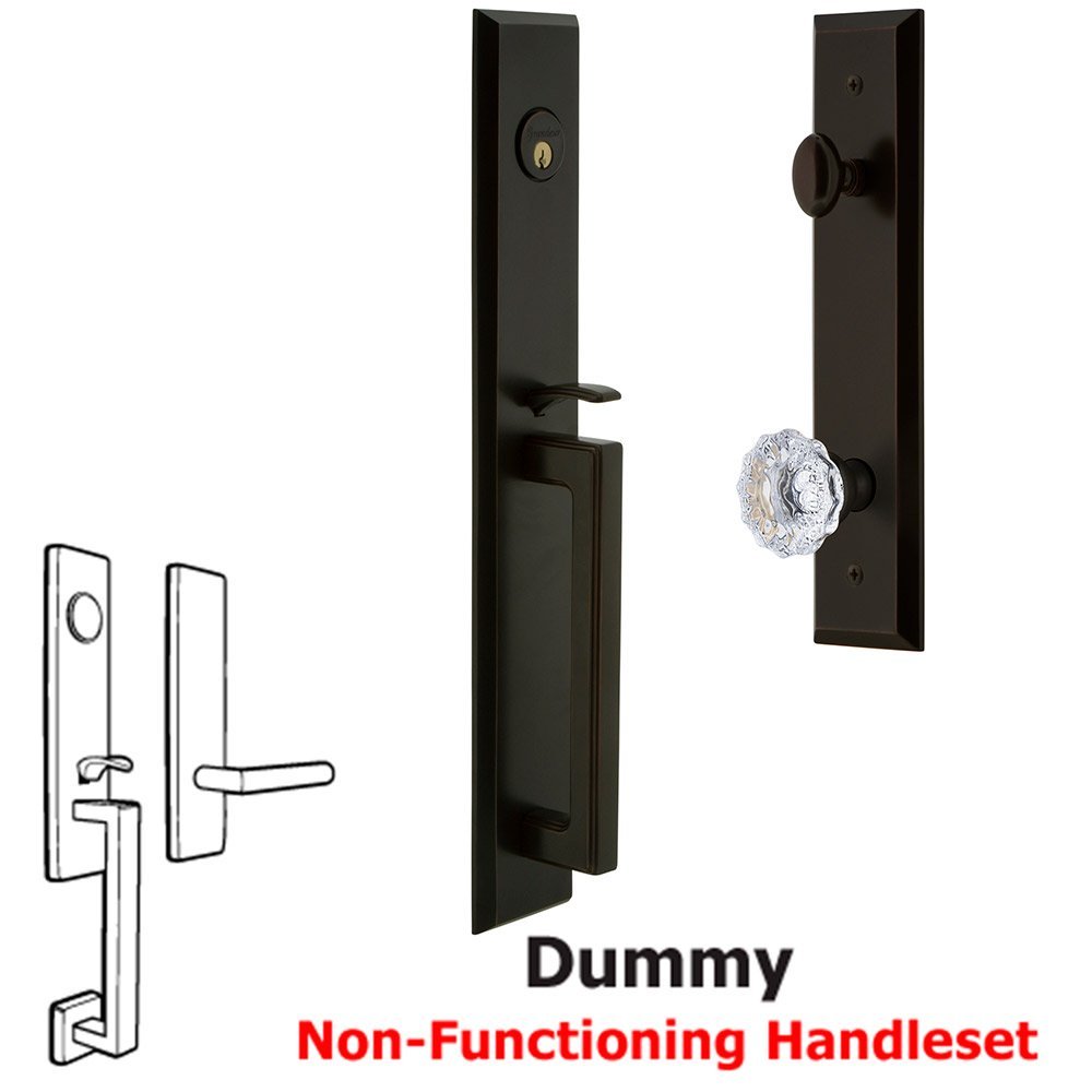 Grandeur One-Piece Dummy Handleset with D Grip and Fontainebleau Knob in Timeless Bronze