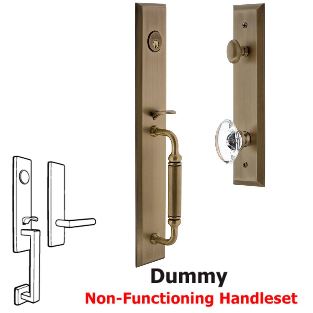 Grandeur One-Piece Dummy Handleset with C Grip and Provence Knob in Vintage Brass