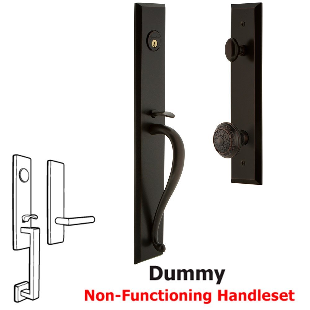 Grandeur One-Piece Dummy Handleset with S Grip and Windsor Knob in Timeless Bronze