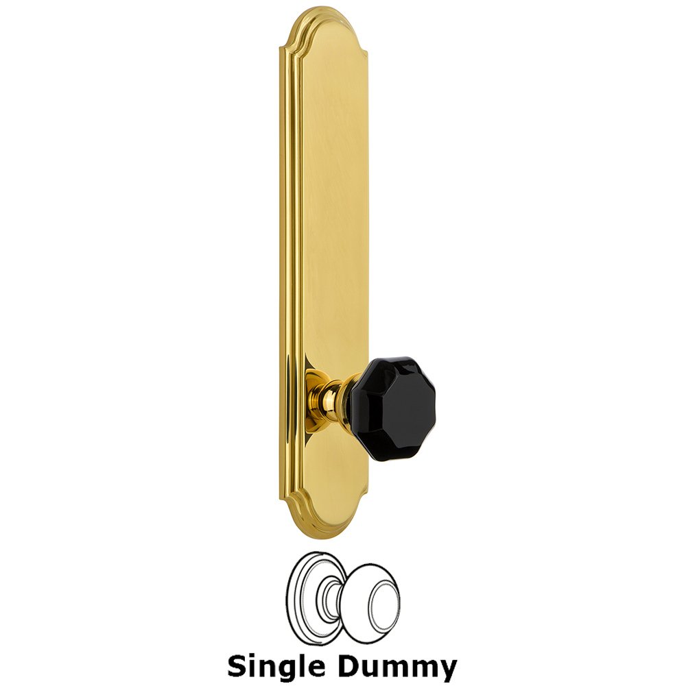 Grandeur Single Dummy - Arc Rosette with Black Lyon Crystal Knob in Polished Brass