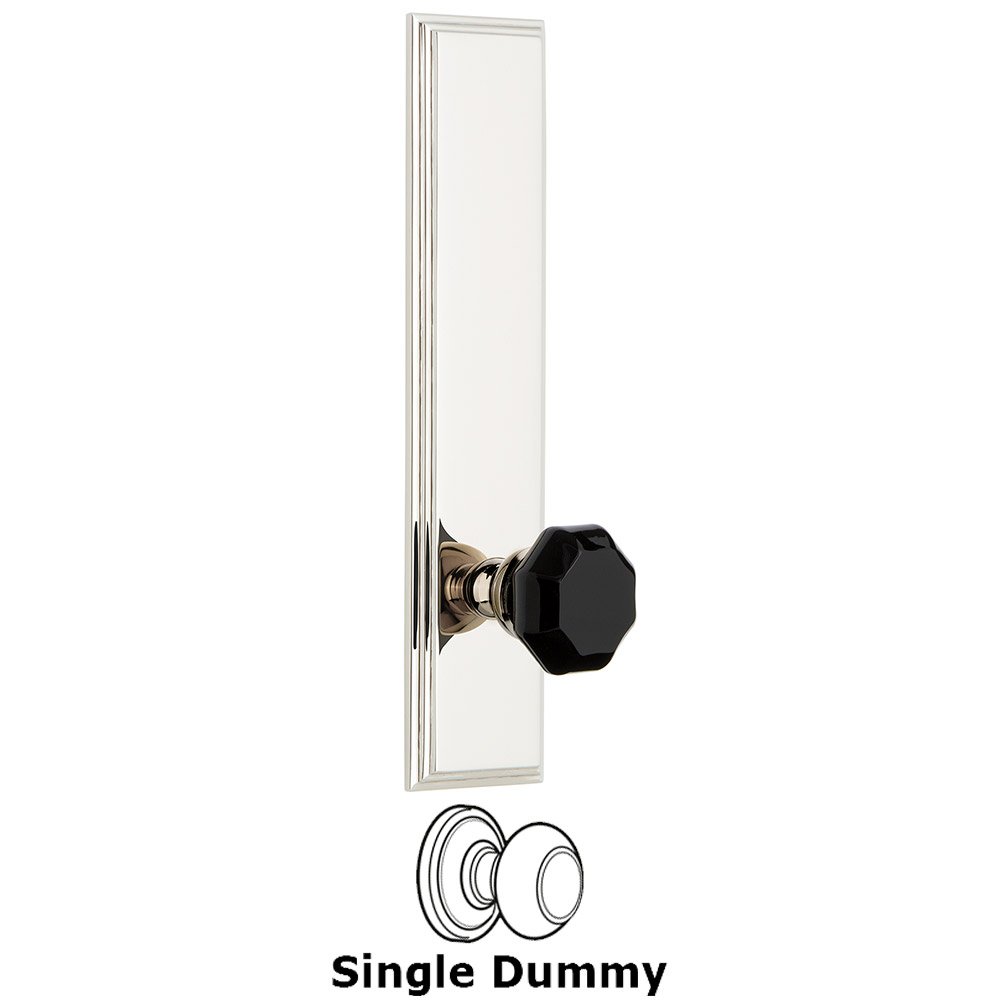 Grandeur Dummy Carre Tall Plate with Black Lyon Crystal Knob in Polished Nickel