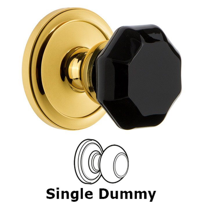 Grandeur Single Dummy - Circulaire Rosette with Black Lyon Crystal Knob in Lifetime Brass