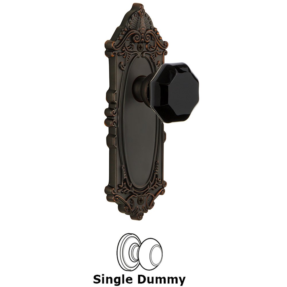 Grandeur Single Dummy - Grande Victorian Rosette with Black Lyon Crystal Knob in Timeless Bronze