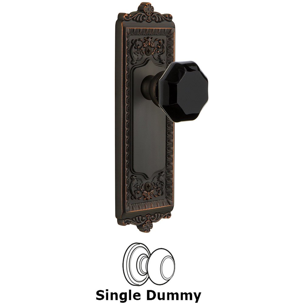 Grandeur Single Dummy - Windsor Rosette with Black Lyon Crystal Knob in Timeless Bronze