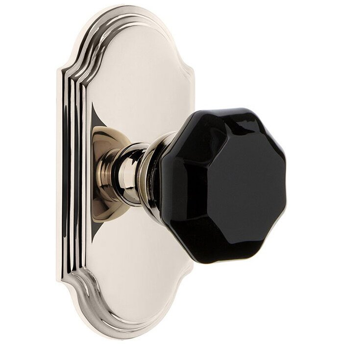 Grandeur Double Dummy - Arc Rosette with Black Lyon Crystal Knob in Polished Nickel