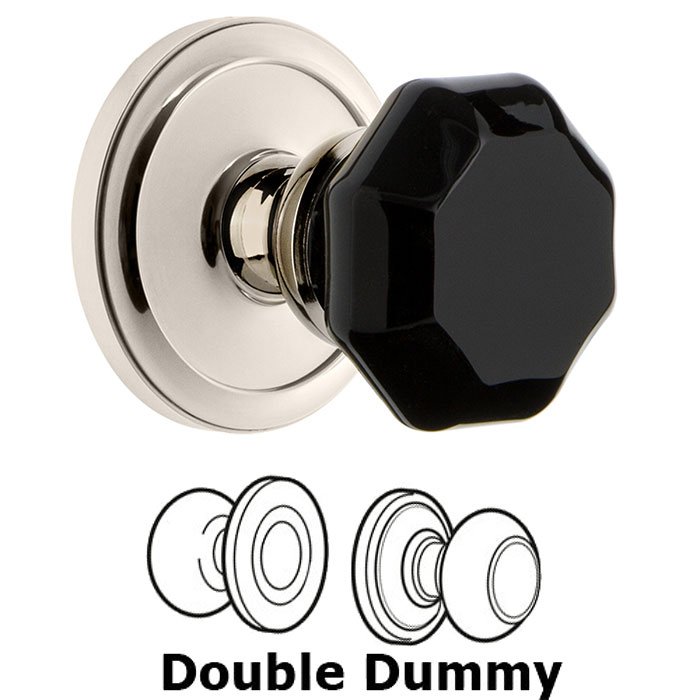 Grandeur Double Dummy - Circulaire Rosette with Black Lyon Crystal Knob in Polished Nickel