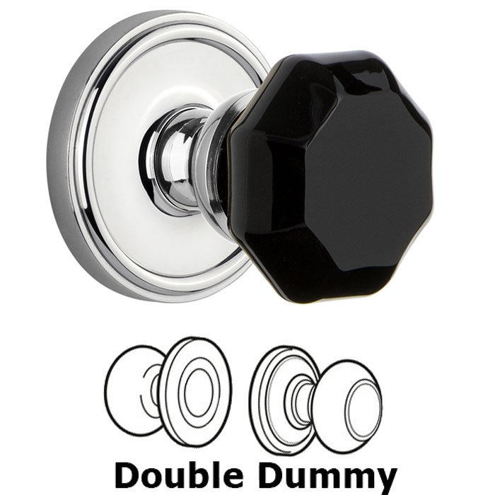 Grandeur Double Dummy - Georgetown Rosette with Black Lyon Crystal Knob in Bright Chrome