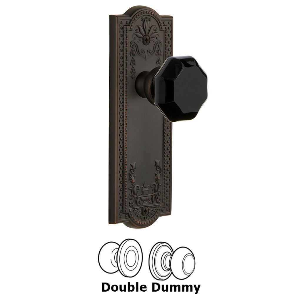 Grandeur Double Dummy - Parthenon Rosette with Black Lyon Crystal Knob in Timeless Bronze