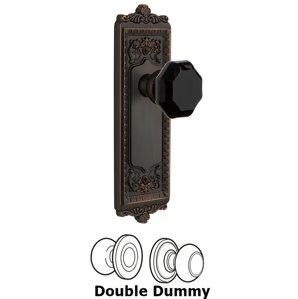Grandeur Double Dummy - Windsor Rosette with Black Lyon Crystal Knob in Timeless Bronze
