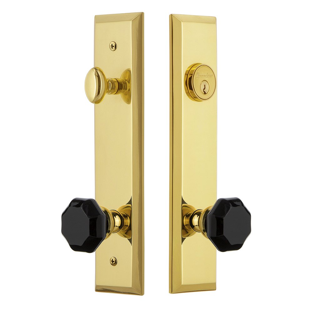 Grandeur Tall Plate Complete Entry Set with Lyon Knob in Lifetime Brass