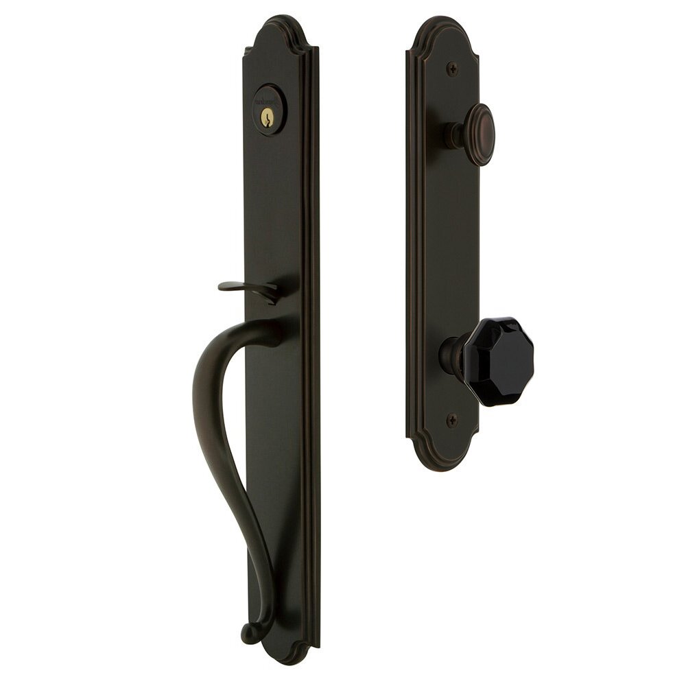 Grandeur Arc One-Piece Handleset with S Grip and Lyon Knob in Timeless Bronze