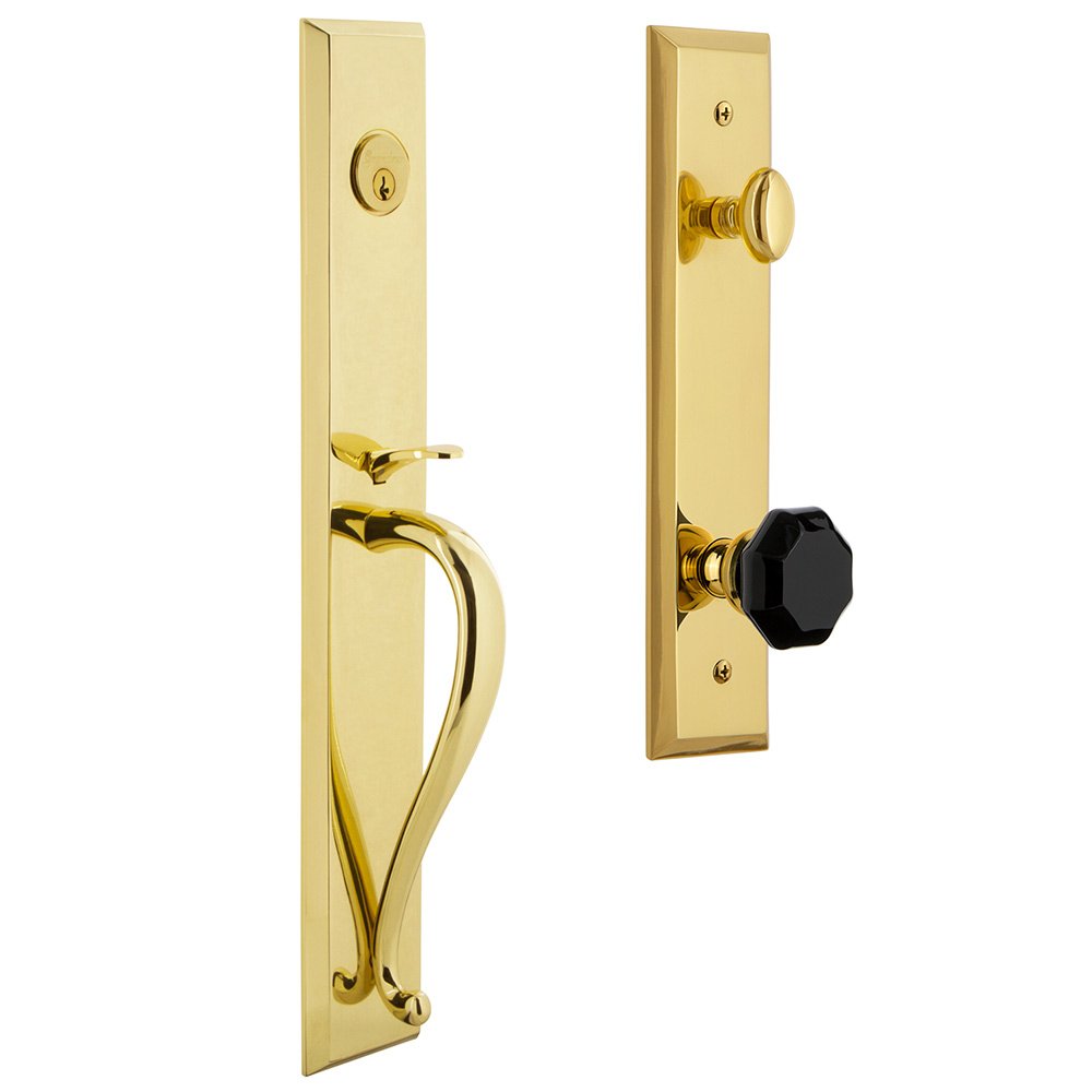 Grandeur One-Piece Handleset with S Grip and Lyon Knob in Lifetime Brass