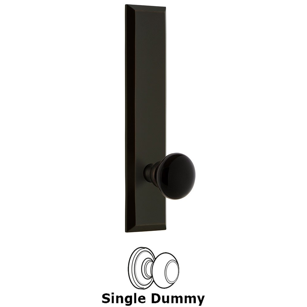 Grandeur Single Dummy Fifth Avenue Tall Plate with Black Coventry Porcelain Knob in Timeless Bronze