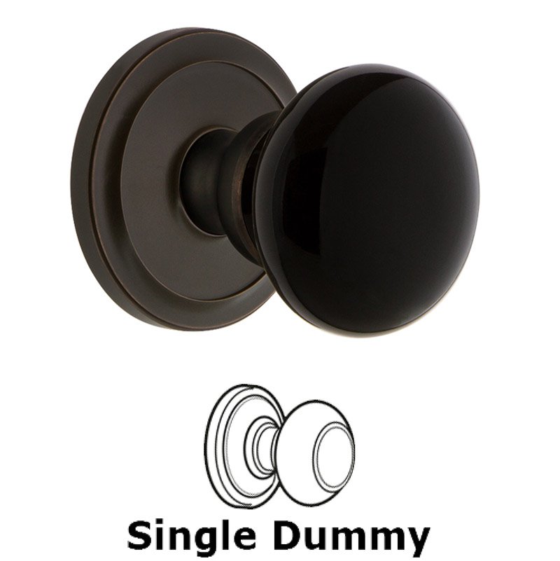 Grandeur Single Dummy - Circulaire Rosette with Black Coventry Porcelain Knob in Timeless Bronze
