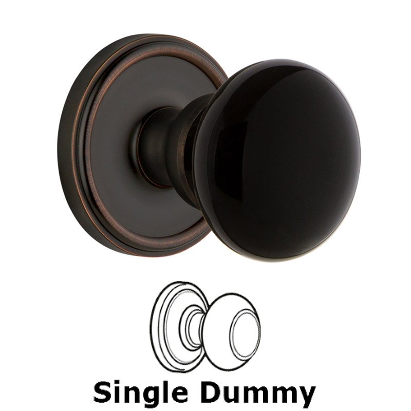 Grandeur Single Dummy - Georgetown Rosette with Black Coventry Porcelain Knob in Timeless Bronze