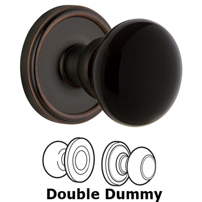Grandeur Double Dummy - Georgetown Rosette with Black Coventry Porcelain Knob in Timeless Bronze