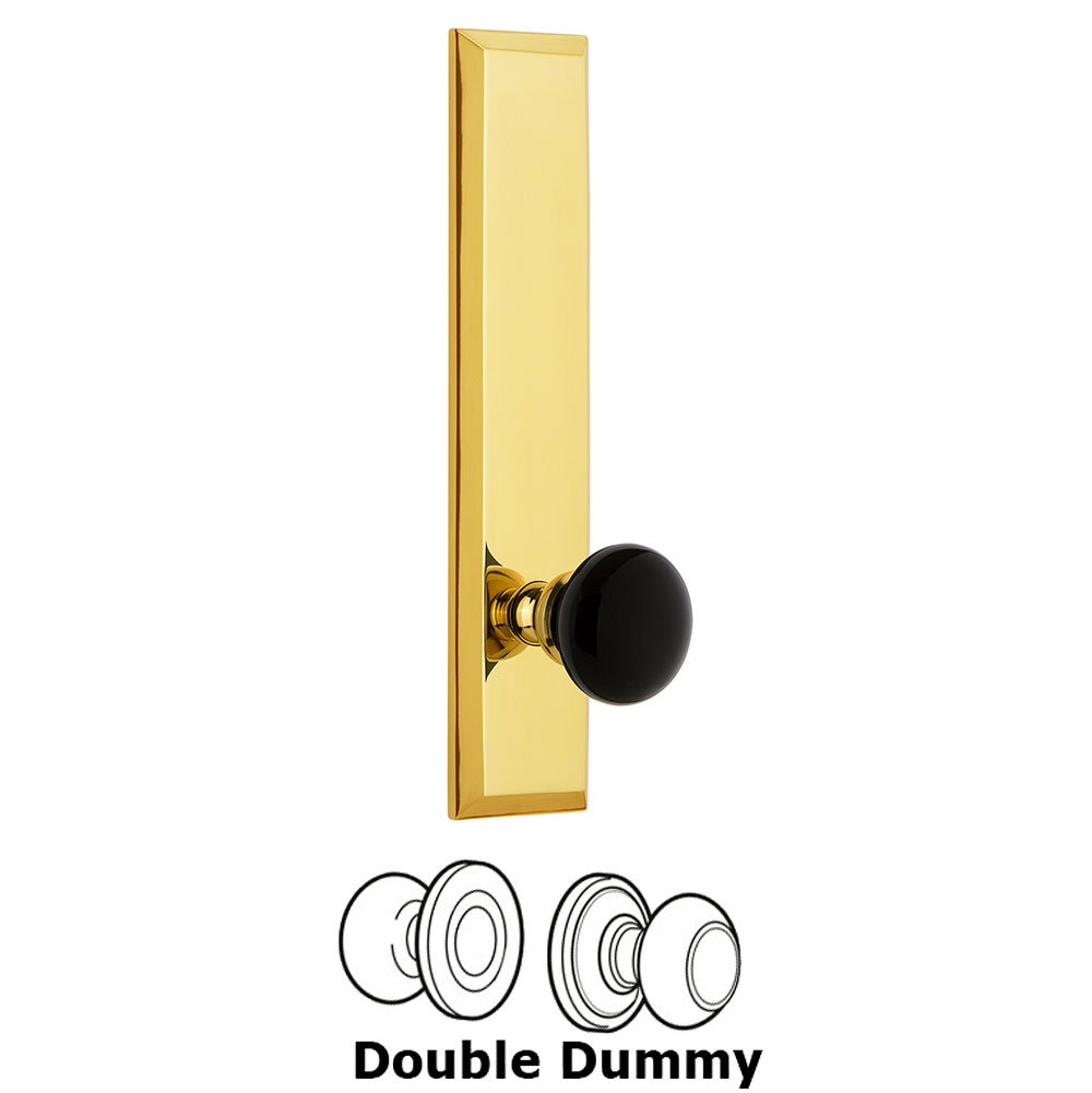 Grandeur Double Dummy Fifth Avenue Tall with Black Coventry Porcelain Knob in Lifetime Brass