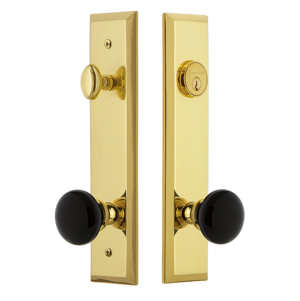 Grandeur Tall Plate Complete Entry Set with Coventry Knob in Lifetime Brass