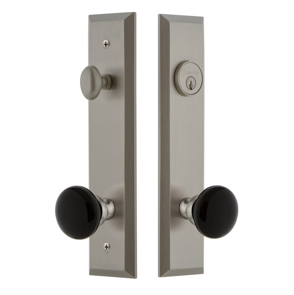 Grandeur Tall Plate Complete Entry Set with Coventry Knob in Satin Nickel