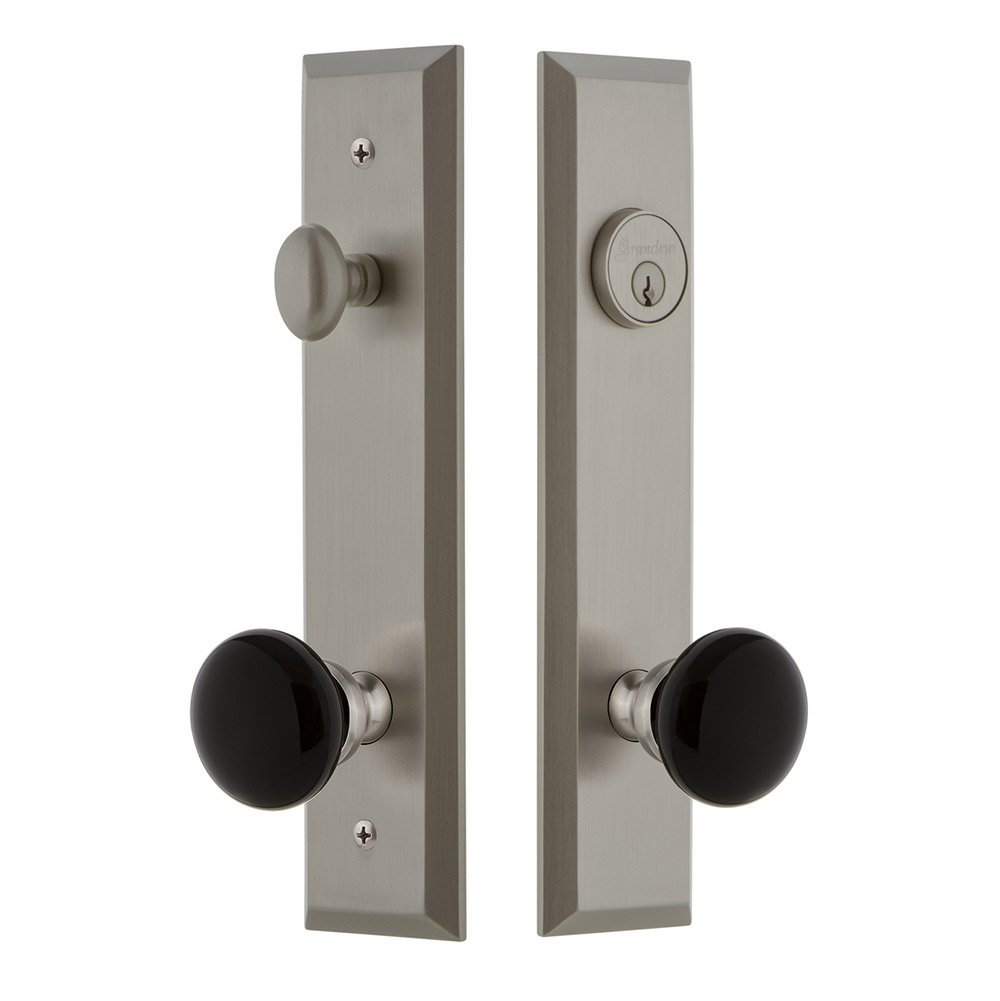 Grandeur Tall Plate Complete Entry Set with Coventry Knob in Satin Nickel