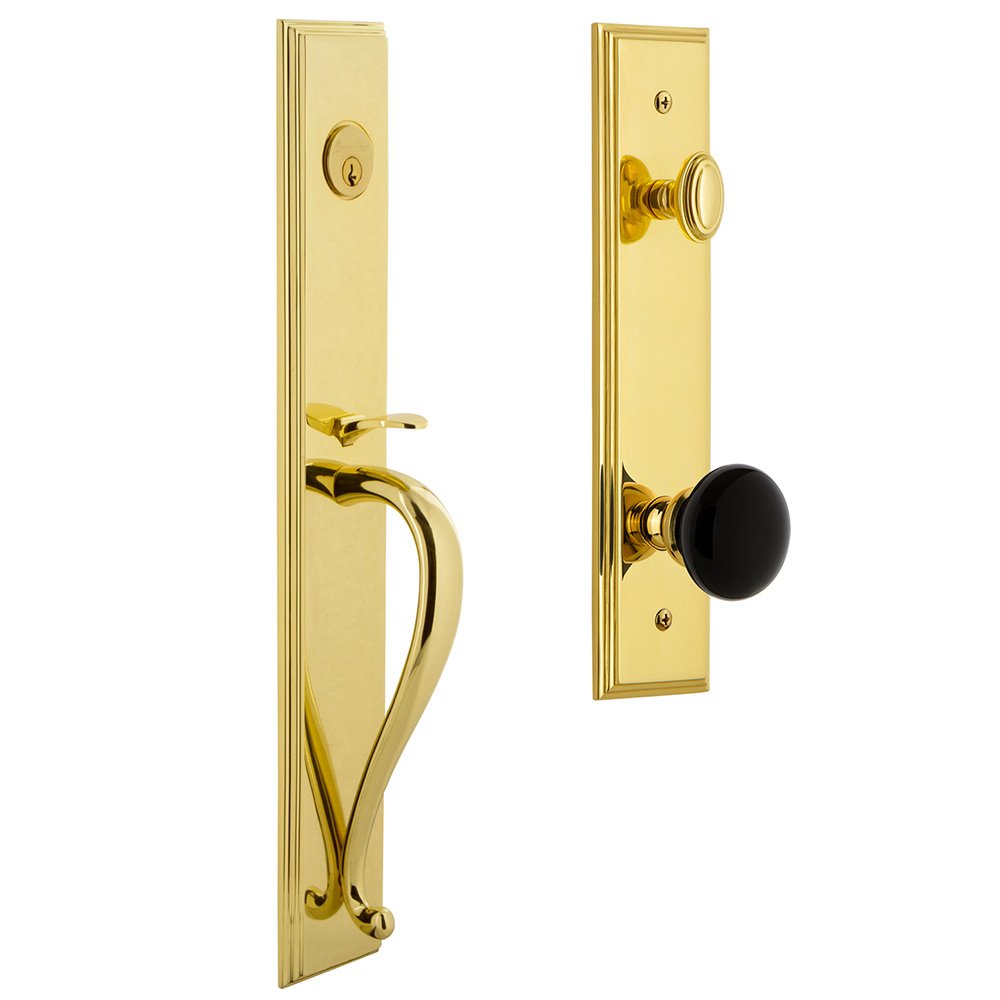 Grandeur One-Piece Handleset with S Grip and Coventry Knob in Lifetime Brass