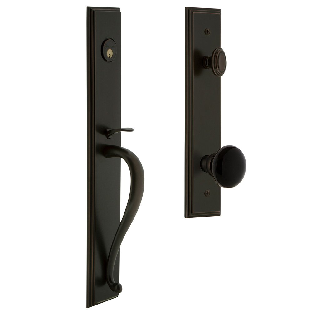 Grandeur One-Piece Handleset with S Grip and Coventry Knob in Timeless Bronze