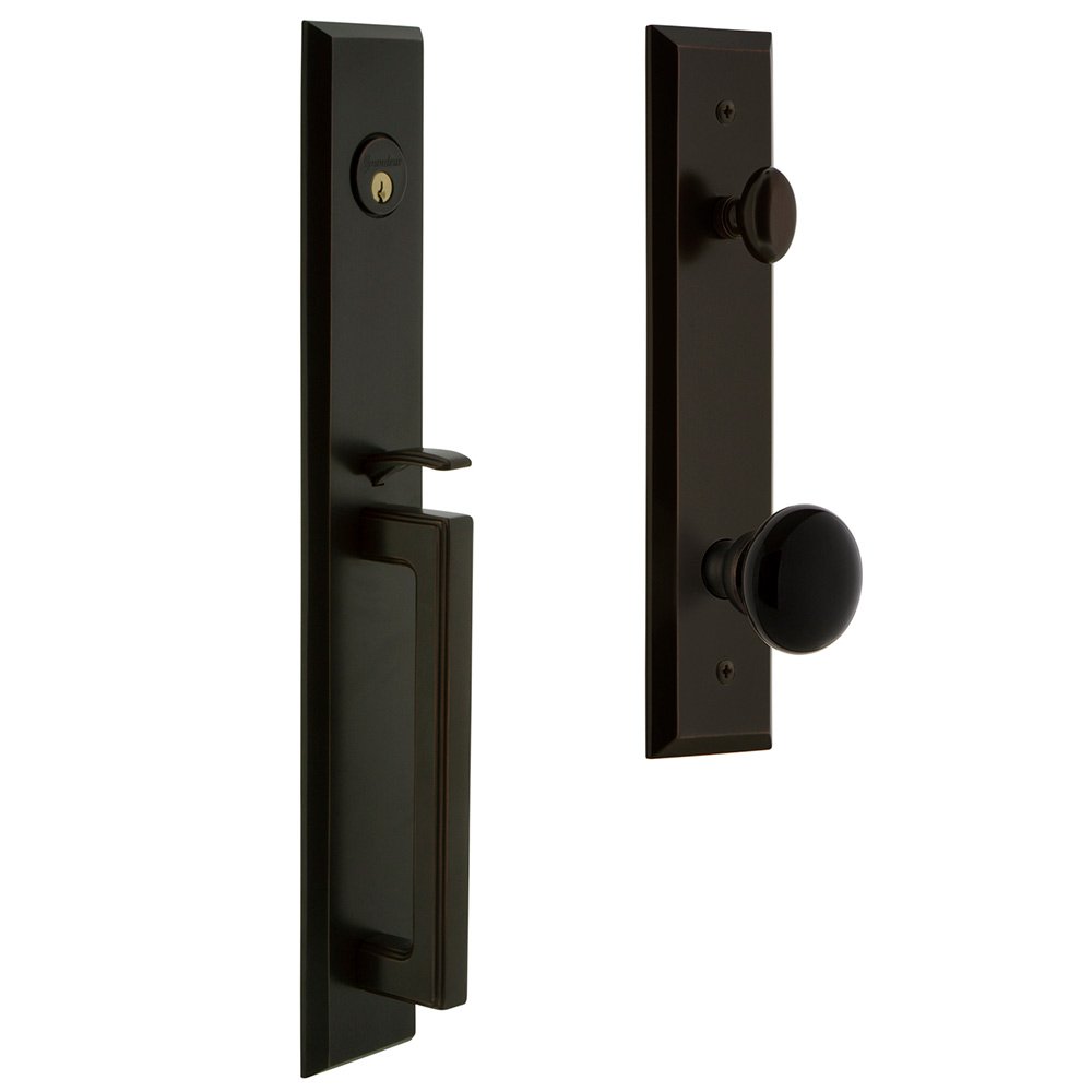 Grandeur One-Piece Handleset with D Grip and Coventry Knob in Timeless Bronze