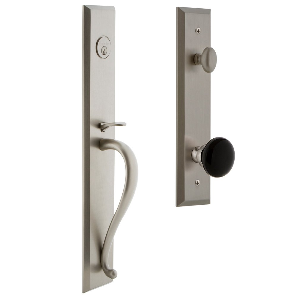 Grandeur One-Piece Handleset with S Grip and Coventry Knob in Satin Nickel