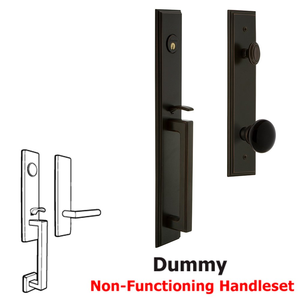 Grandeur One-Piece Dummy Handleset with D Grip and Coventry Knob Timeless Bronze