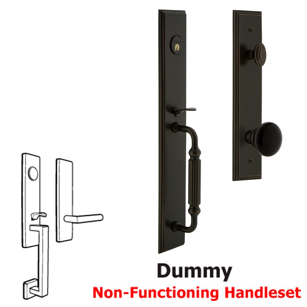 Grandeur One-Piece Dummy Handleset with F Grip and Coventry Knob Timeless Bronze