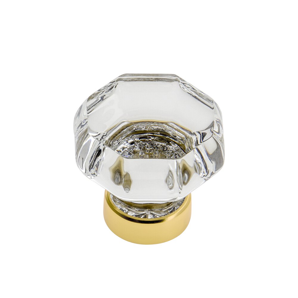 Grandeur Chambord Crystal 1-3/8" Knob in Polished Brass