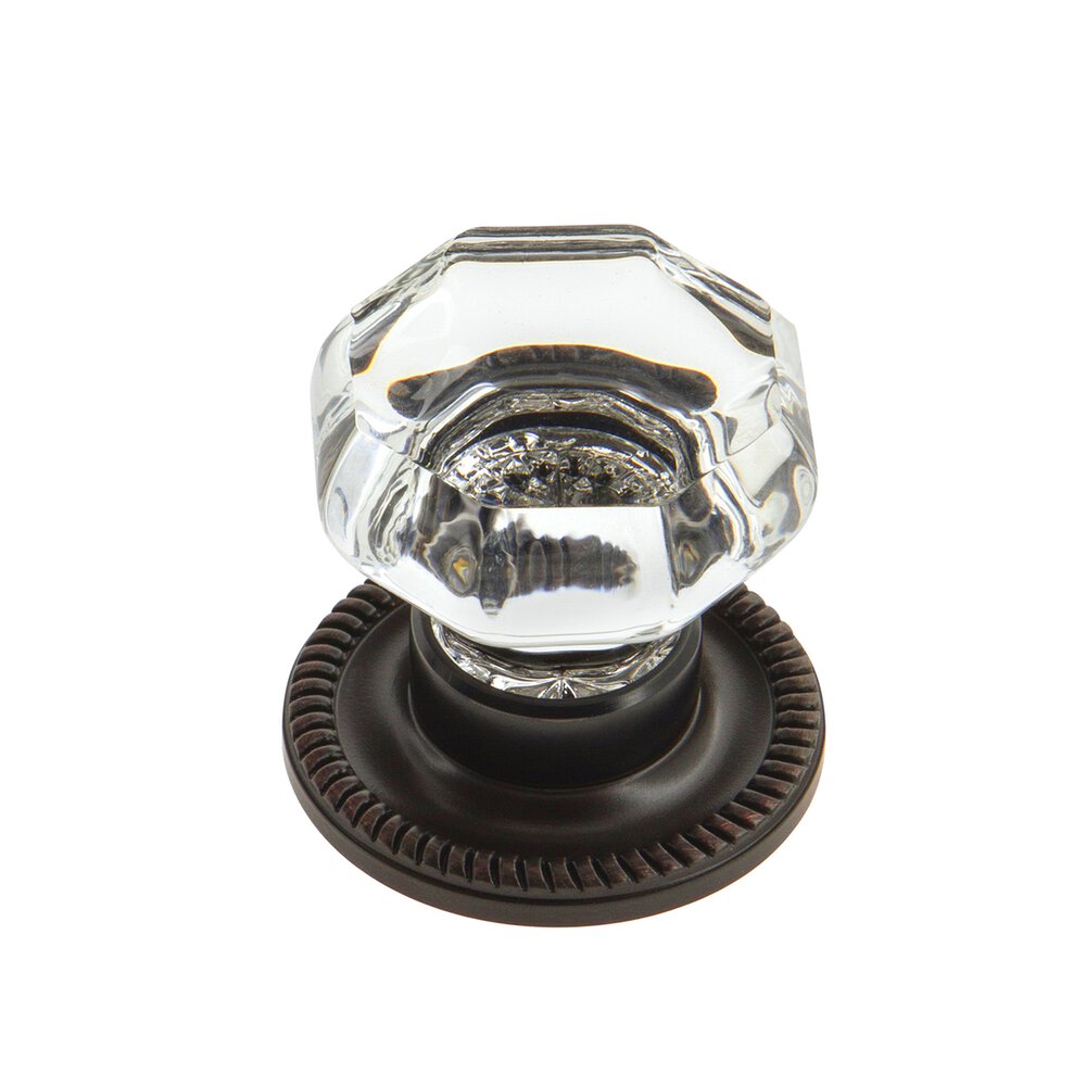 Grandeur Chambord Crystal 1-3/8" Knob with Newport Rosette in Timeless Bronze