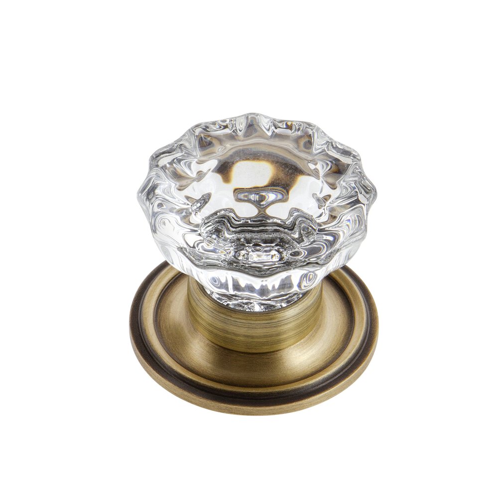 Grandeur Versailles Crystal 1-3/8" Knob with Georgetown Rosette in Vintage Brass