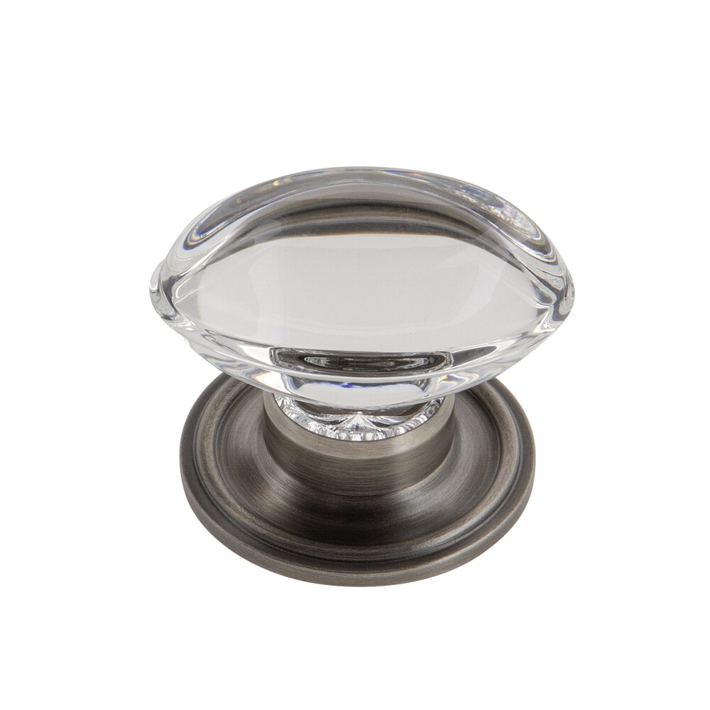 Grandeur Provence Crystal 1-3/4" Knob with Georgetown Rosette in Antique Pewter