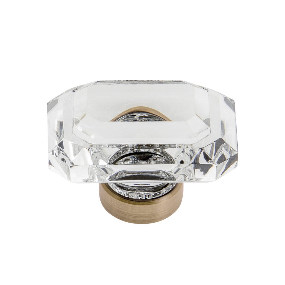 Grandeur Baguette Clear Crystal 1-3/4" Knob in Vintage Brass